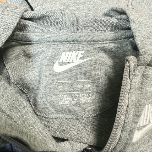 Nike Gray Zip Up Footless Hooded Tracksuit Unisex Baby Size 3M - Picture 7 of 7